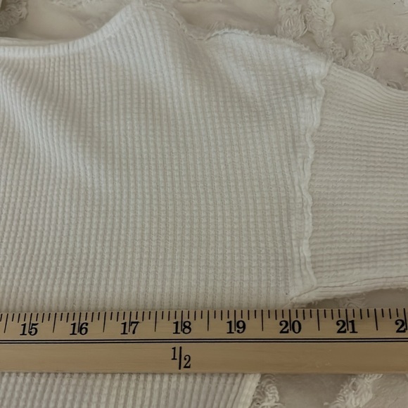 We the Free Just for You waffle turtleneck with cutout. White, womens size small - Picture 6 of 6